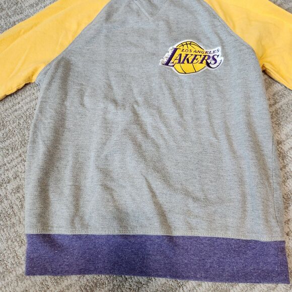 NBA 4 Her Los Angeles Lakers Raglan pullover sweatshirt gold purple grey size S - Picture 5 of 11